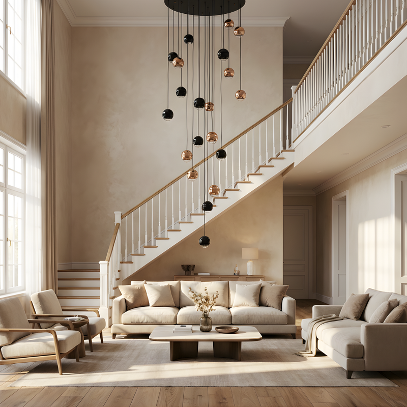 Luminaire plafond haut : guide complet pour éclairer vos volumes exceptionnels