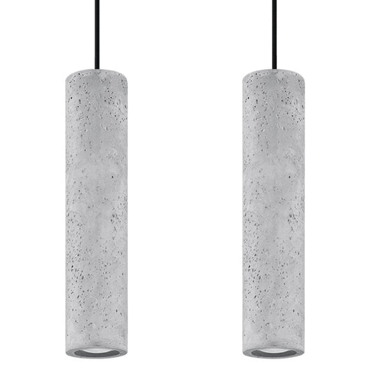 Industriële grijze betonnen hanglamp 2-lichts – modèle Asterion