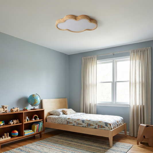 LED Plafondlamp Scandinavische Stijl met Houten Structuur – Soluna