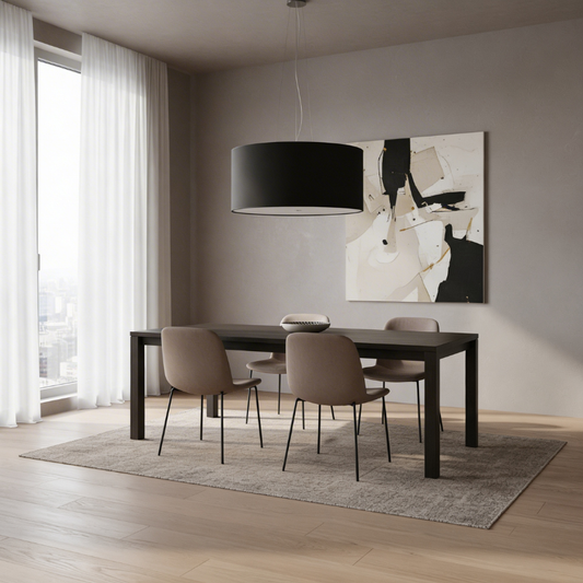 Minimalistische Zwarte Kroonluchter 5 Lampen Woonkamer – model Elaris