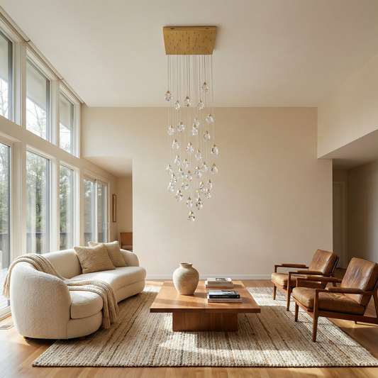 Elegante hanglamp met luxe kristallen en warme halo – Zénith