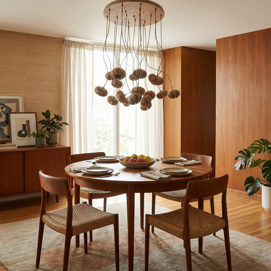 Hanglamp in hout met bloemen voor elegante ruimtes – Orvaline