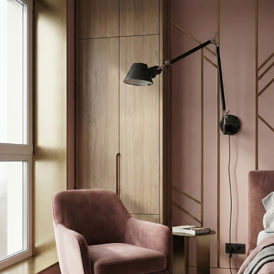 Verstelbare zwarte aluminium wandlamp – Sveltiö