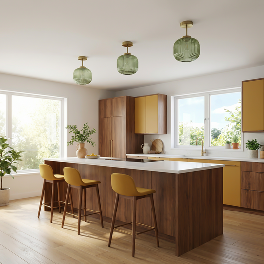 Retro gestreepte glazen plafondlamp voor woonkamer en gang – Crescianea