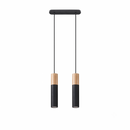 Suspension noire bois moderne 2 feux – Modèle Norvane