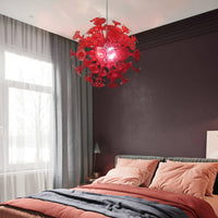 Lustre en Verre Soufflé Rouge pour Salon – Spherelumia