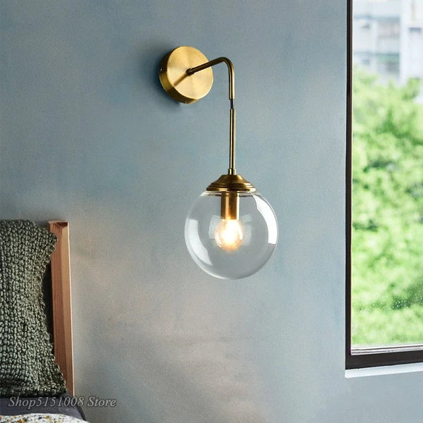 Applique murale Velix globe en verre et métal électroplaqué - vue 1