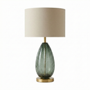 Lampe de Table Design Verre Ambré & Métal – Prisma