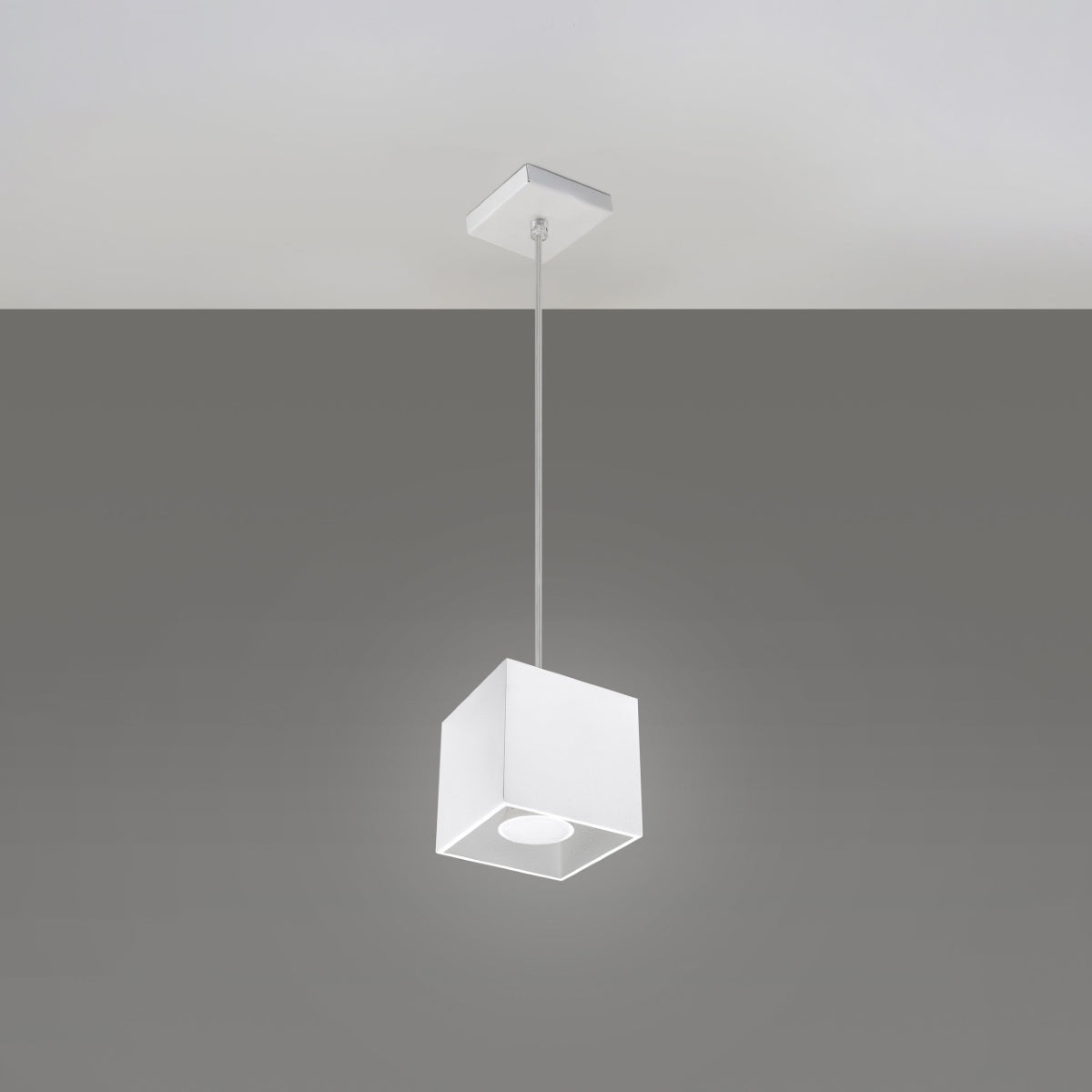 Modern white aluminum suspension cube – Asterion model