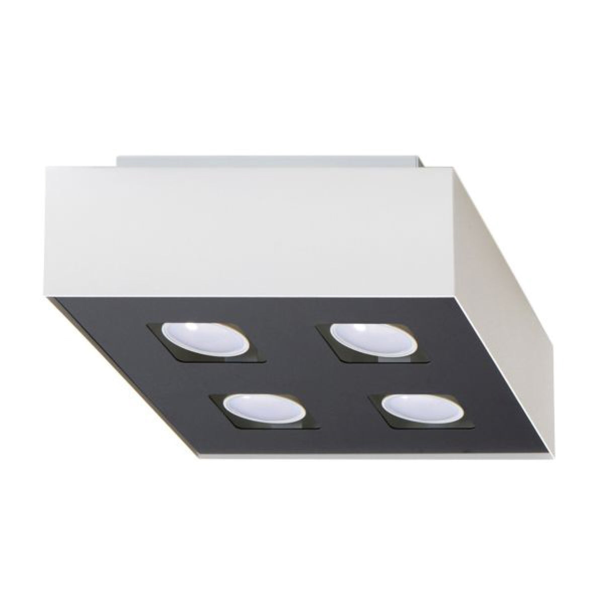 Plafonnier carré minimaliste 4 spots blanc – Modèle Asterion