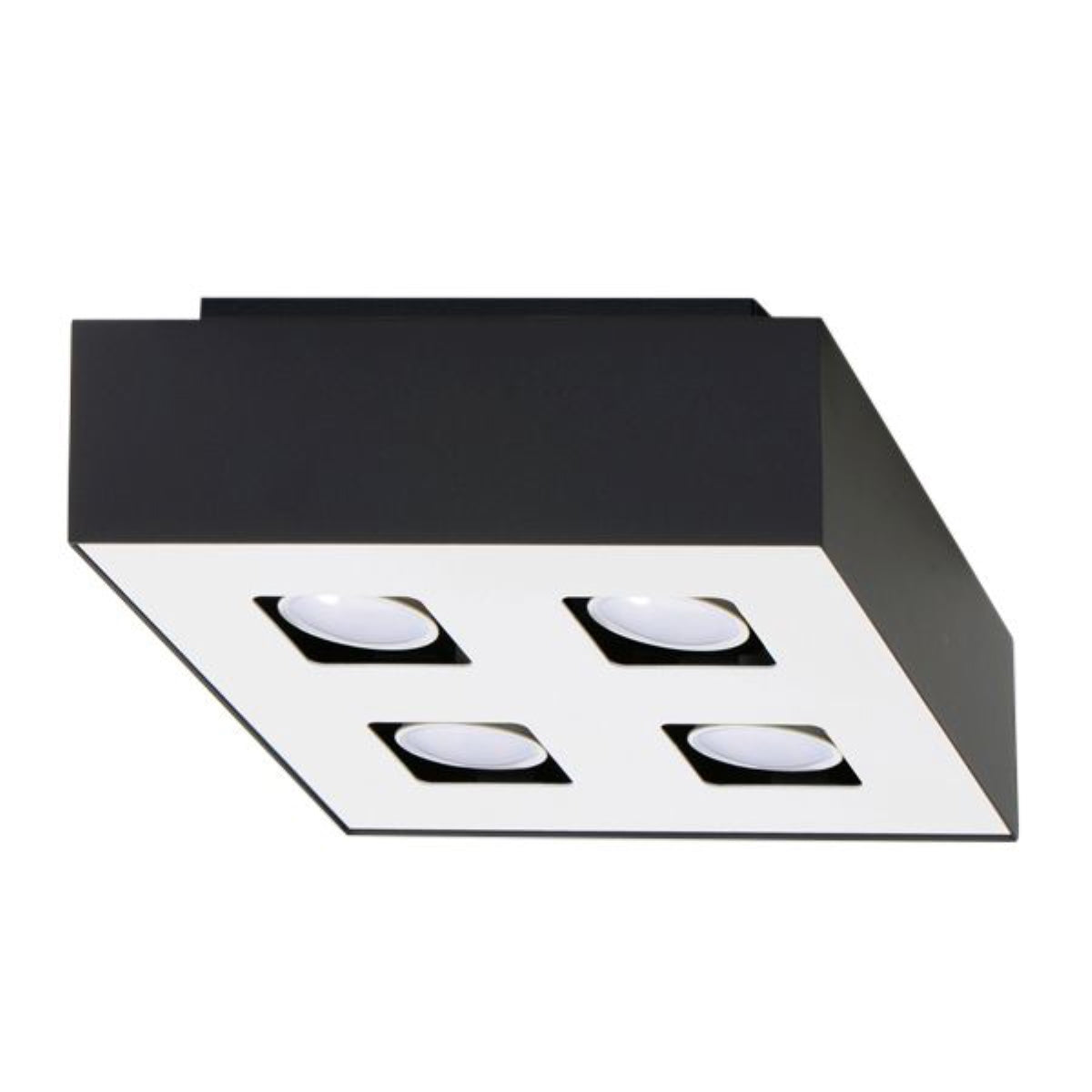 Vierkante minimalistische zwarte plafondlamp met 4 spots – Orphéon