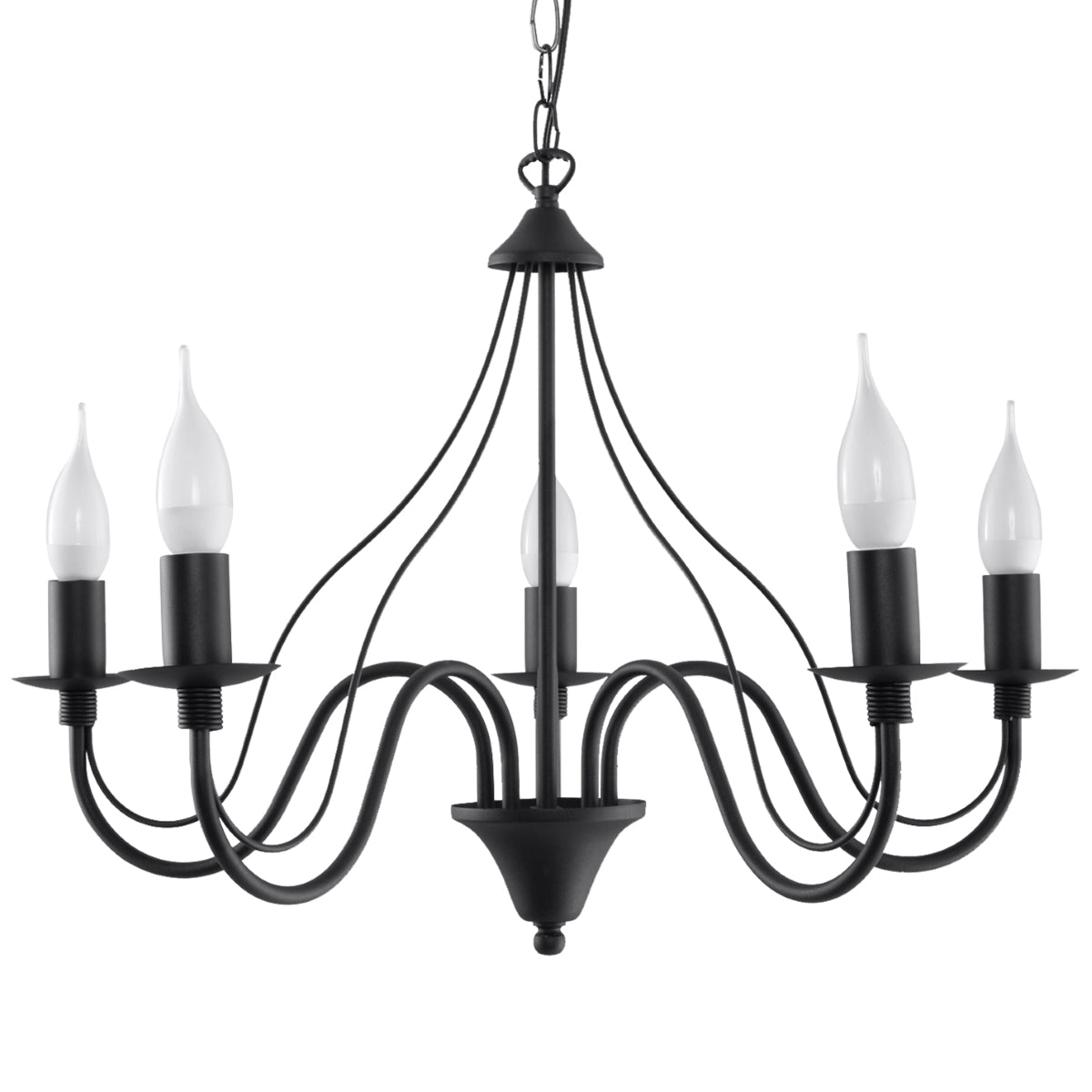 Lustre bougeoir noir 5 flammes salon – Modèle Élaris