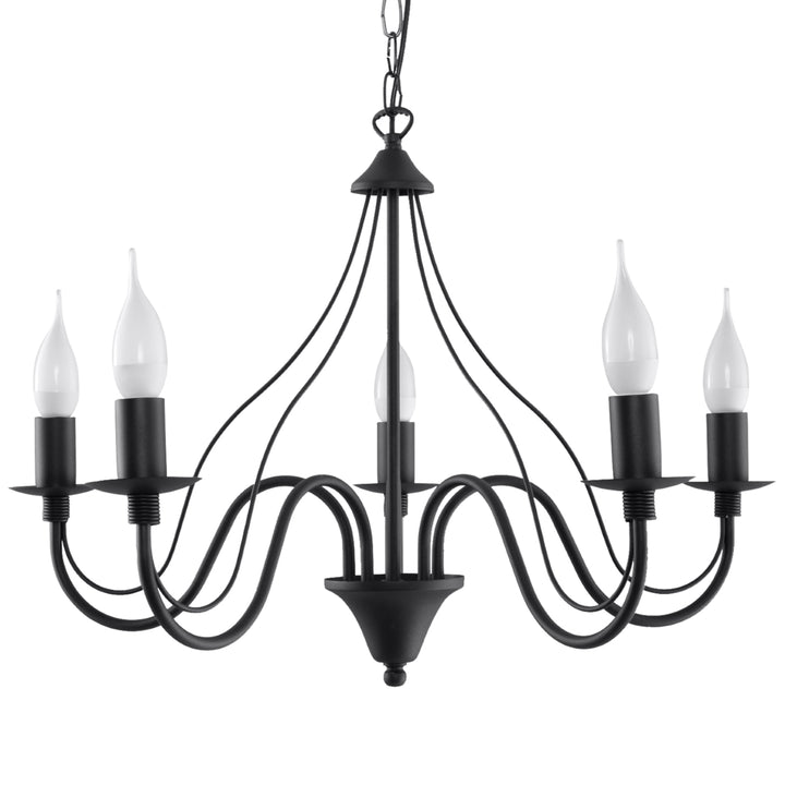 Lustre bougeoir noir 5 flammes salon – Modèle Élaris