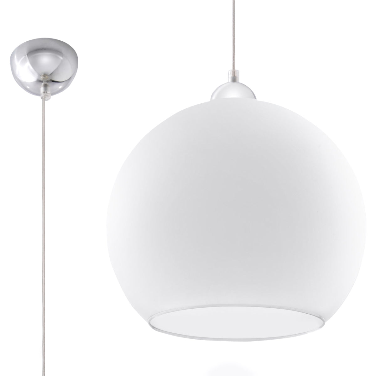 Suspension boule en verre blanc minimaliste – Nivéalis