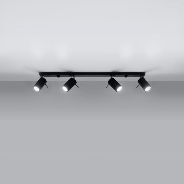 Moderne zwarte plafondlamp met 4 verstelbare spots – model Virelia