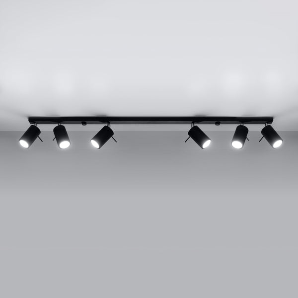 Modern black ceiling light with 6 adjustable spots – Orphéus model