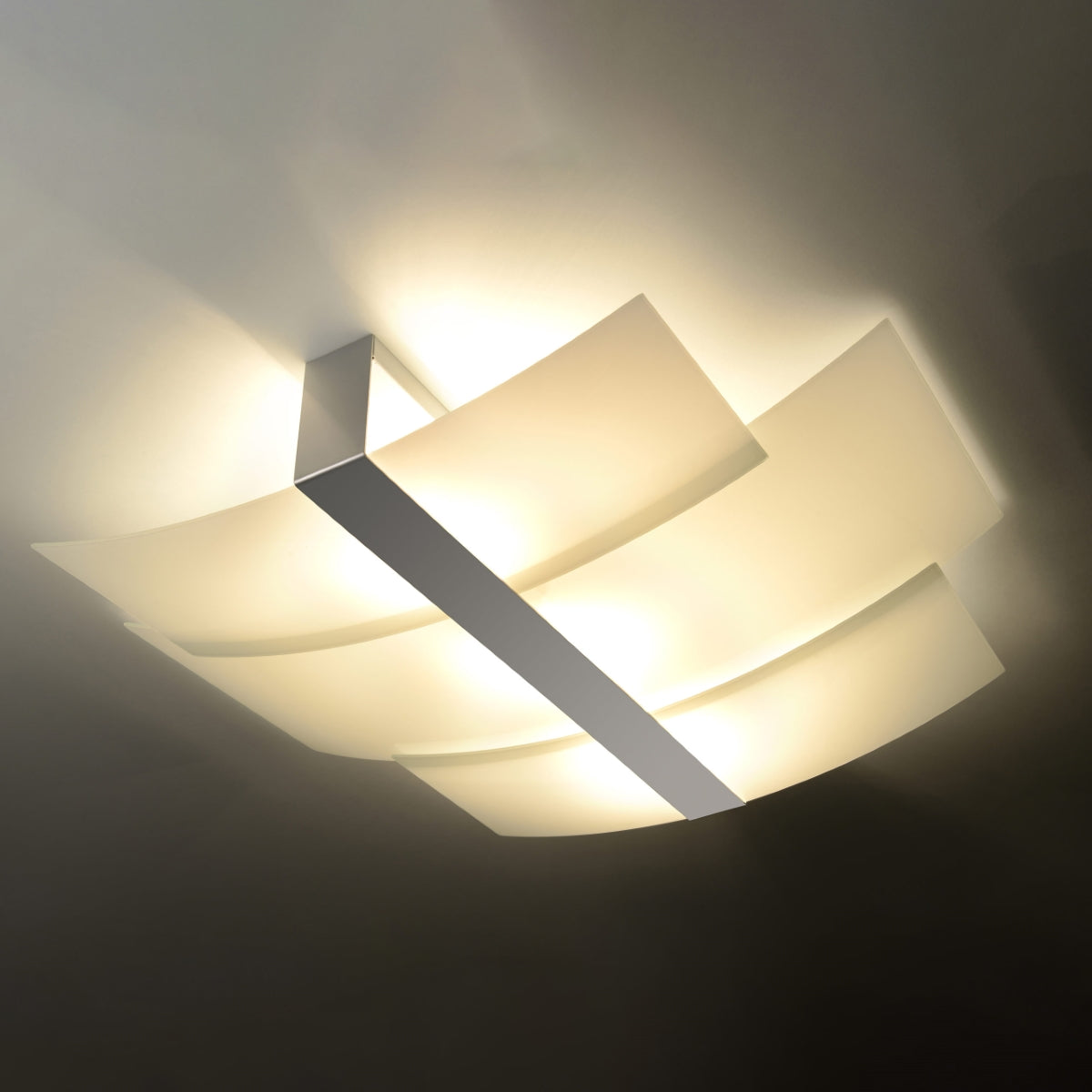 Modern white glass chrome ceiling light – Aureliane