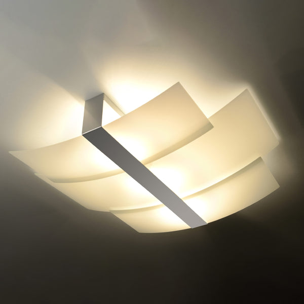 Modern white glass chrome ceiling light – Aureliane