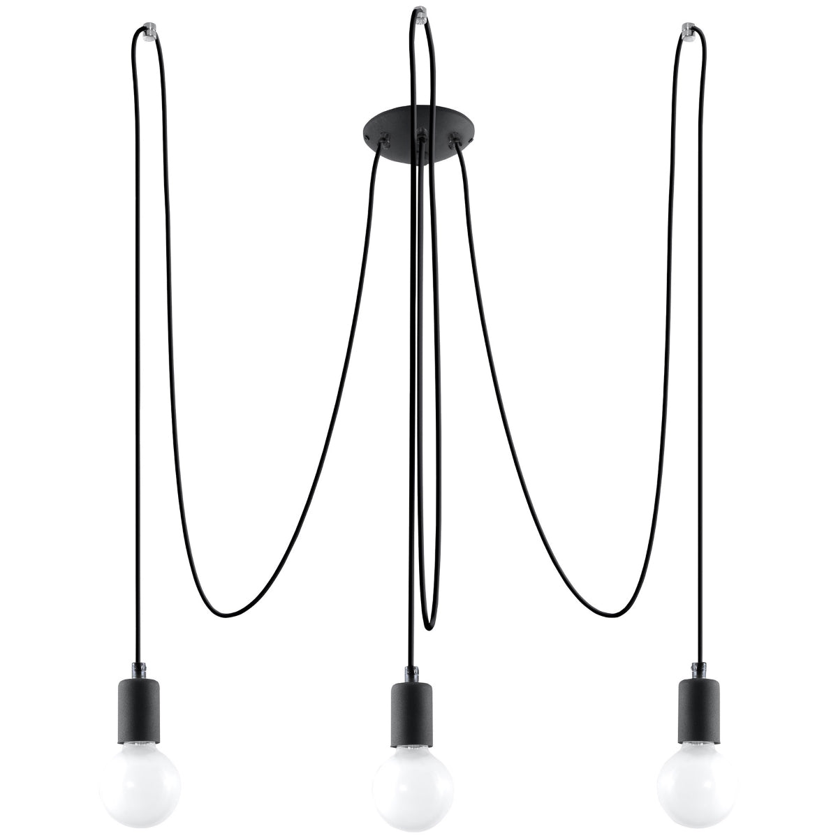 Kroonluchter minimalistische zwart 3 lampen – modèle Arkenis