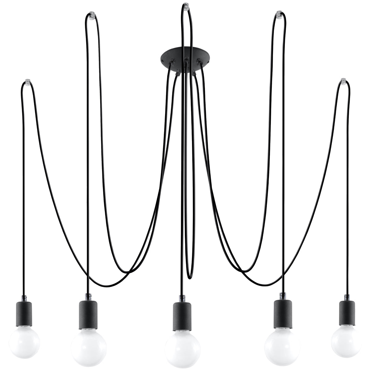 Kroonluchter minimalistische zwart 5 lampen – modèle Aethron