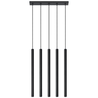 Suspension tube acier noir 5 lumières – modèle Arcania