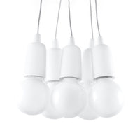 Suspension minimaliste blanche 5 lumières – Modèle Arvenio