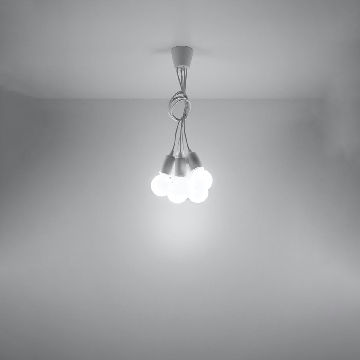 Suspension minimaliste blanche 5 lumières – Modèle Arvenio