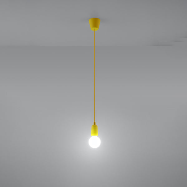 Suspension minimaliste PVC jaune salon – Modèle Solarys
