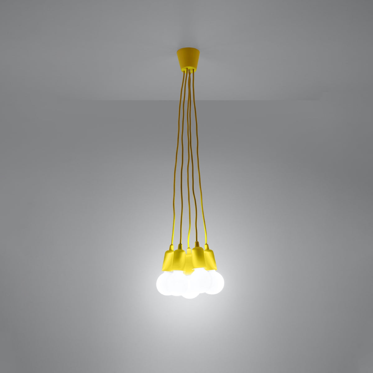 Suspension minimaliste jaune 5 lumières – Modello
