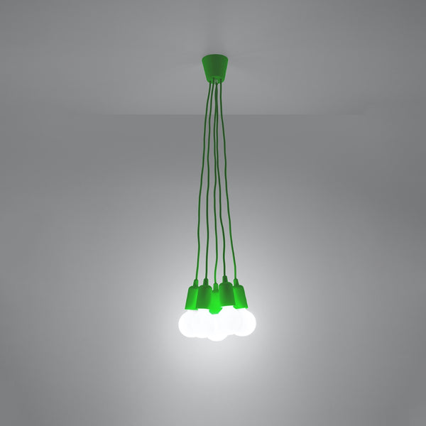 Suspension minimaliste verte 5 lumières – Modèle Verdisia