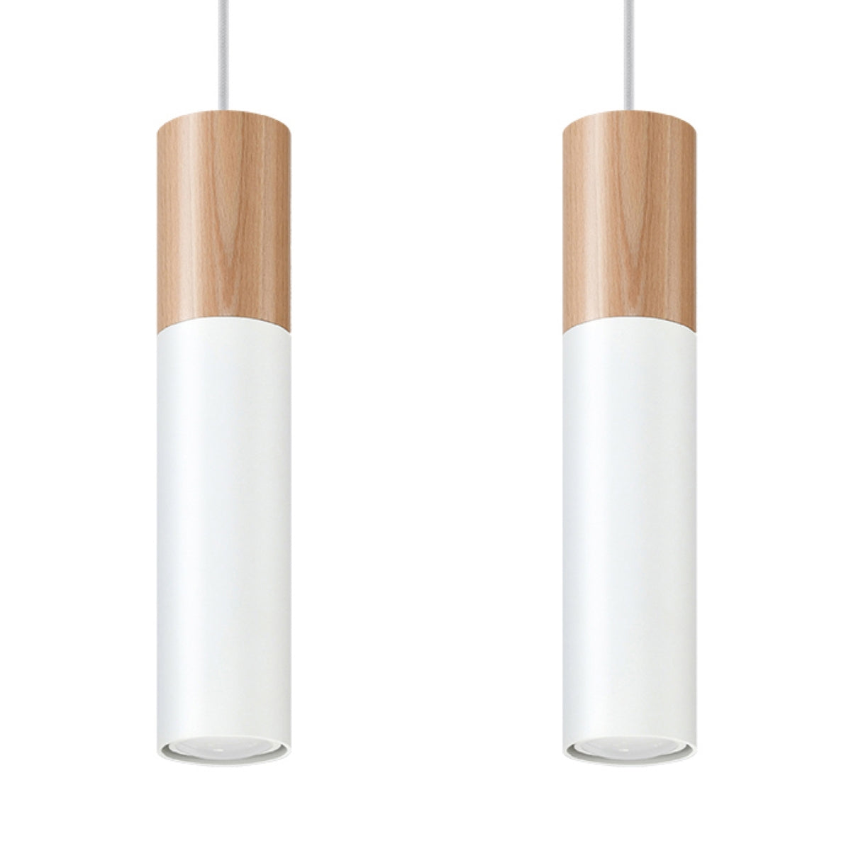 Suspension scandinave blanc bois 2 lumières – Modèle Avelios