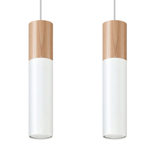 Scandinavische witte houten hanglamp 2-lichts – Modèle Avelios