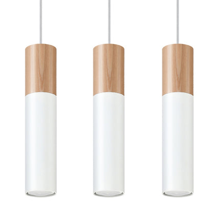 Moderne witte houten hanglamp 3-lichts – Nolaris