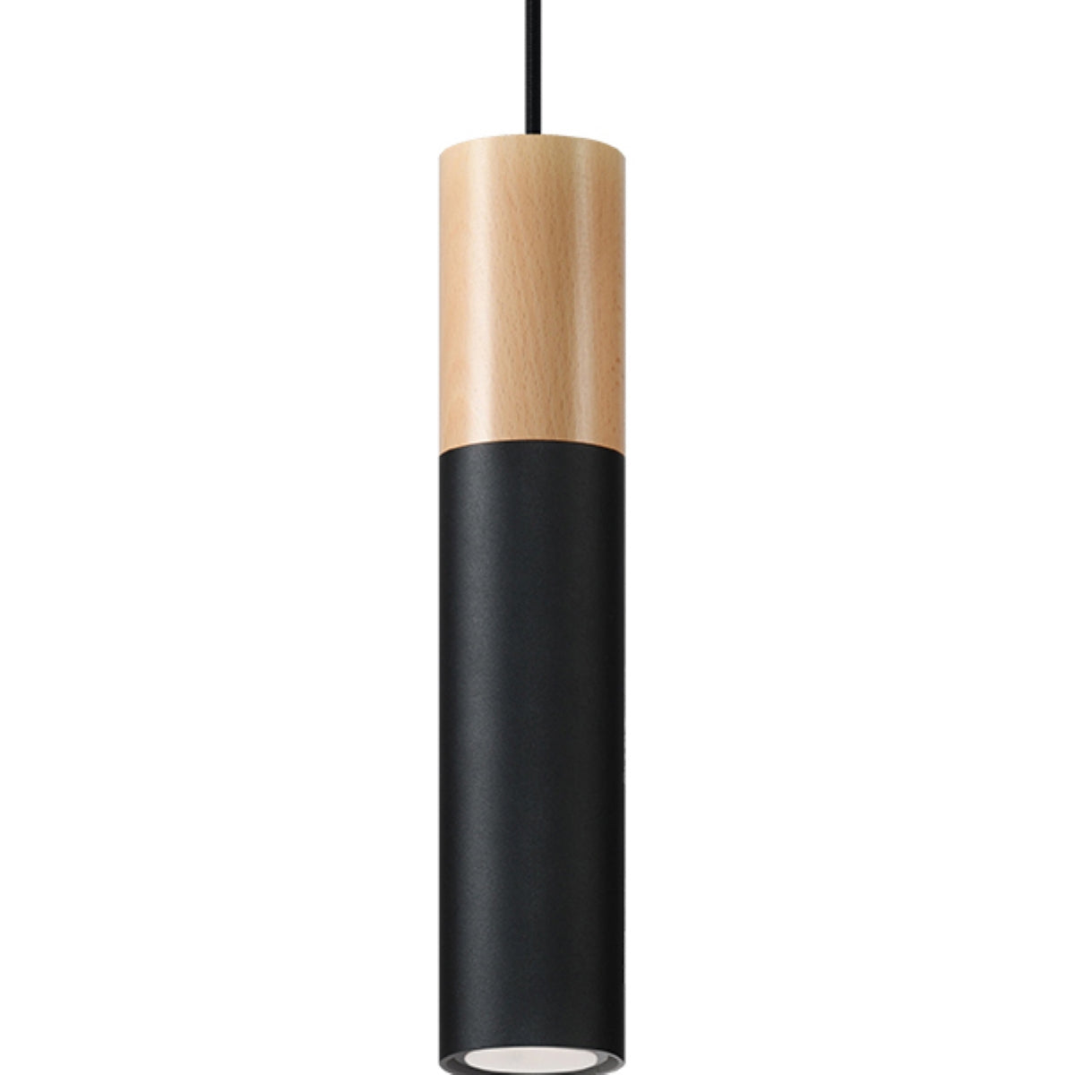 Moderne zwarte houten hanglamp woonkamer – modèle Arvenia