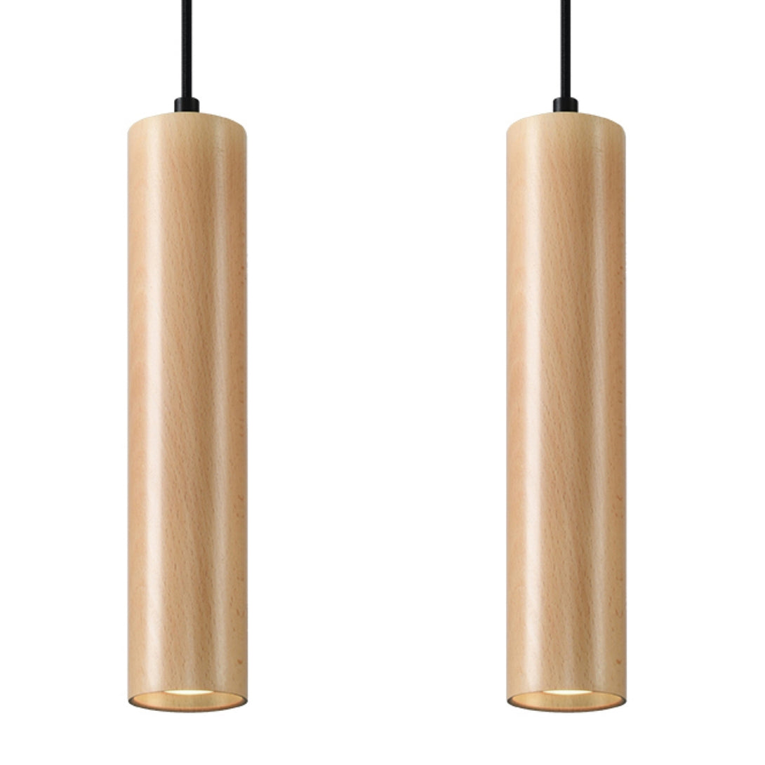 Suspension bois naturel scandinave 2 lumières – Nørvaya