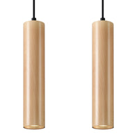 Suspension bois naturel scandinave 2 lumières – Nørvaya
