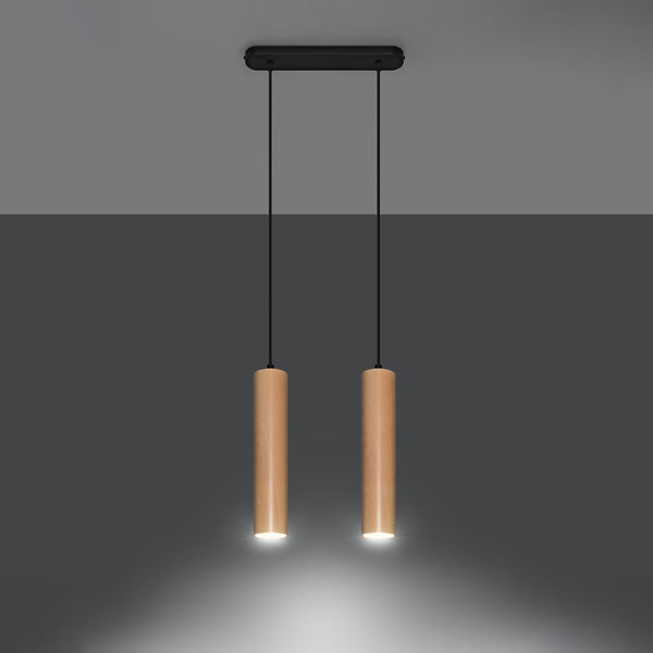 Scandinavian natural wood pendant light 2 lights – Nørvaya