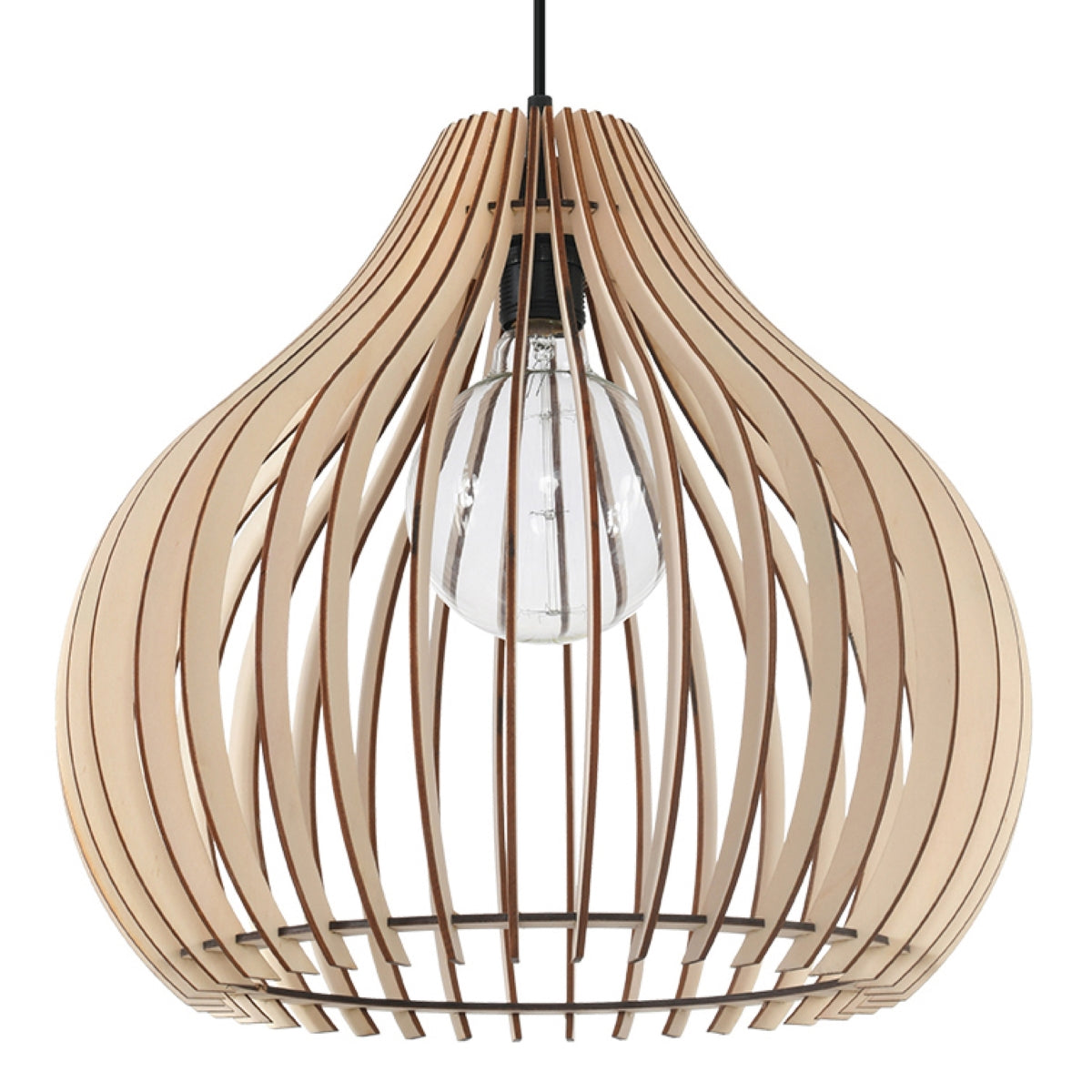 Scandinavische natuurlijk houten hanglamp woonkamer – modèle Norysia