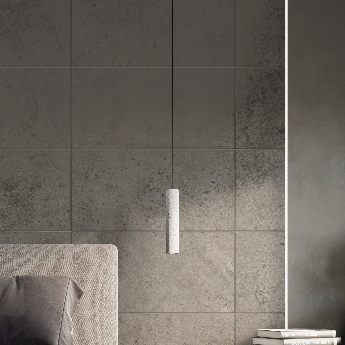 Industriële grijze betonnen buis hanglamp – Model Caldris