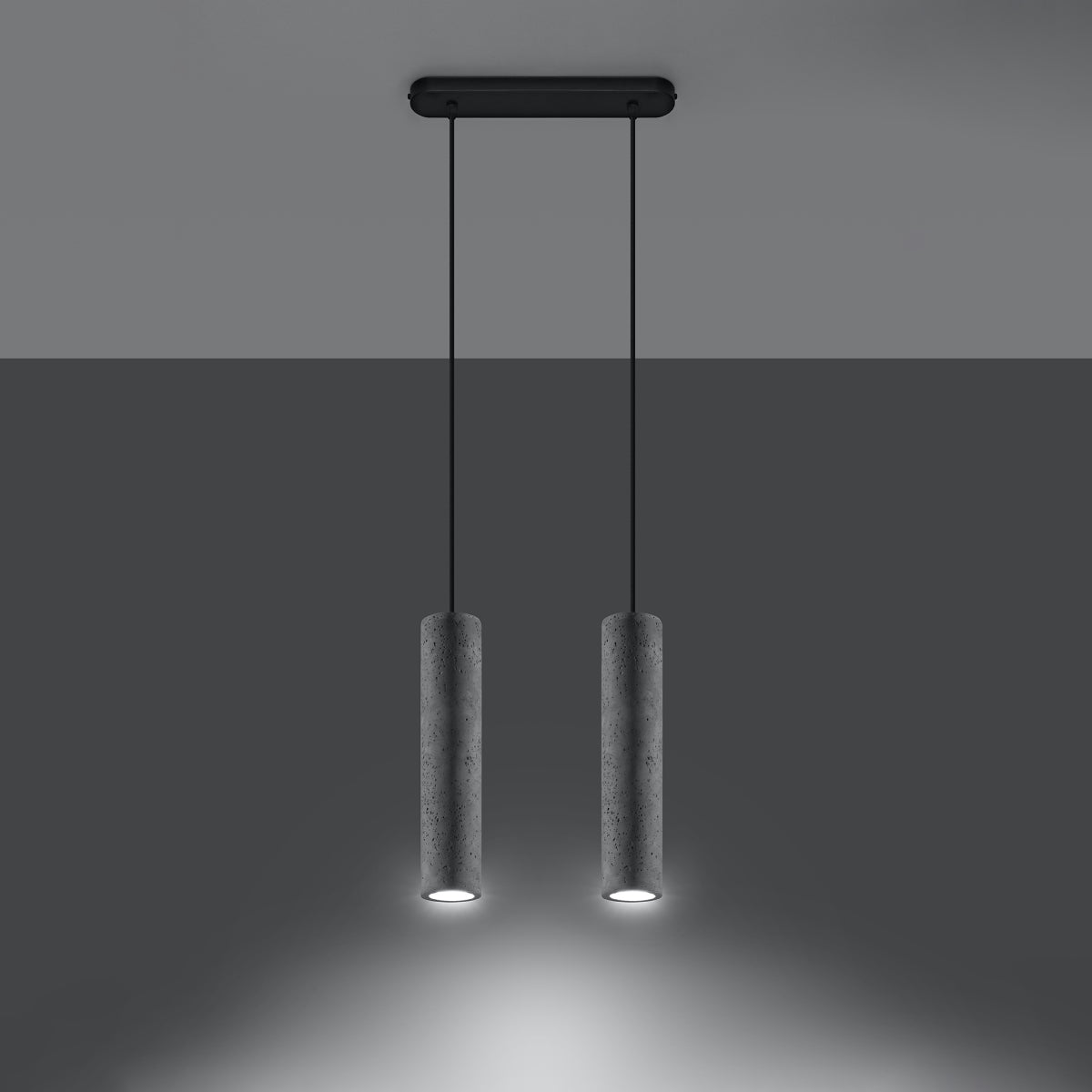 Hanglamp industriële grijze betonnen 2 lichten - model Asterion