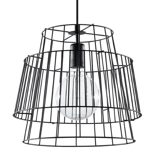 Industriële zwarte stalenhanglamp – Morthalis