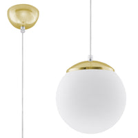 Suspension globe verre blanc et or pour salon – Modèle Elyone