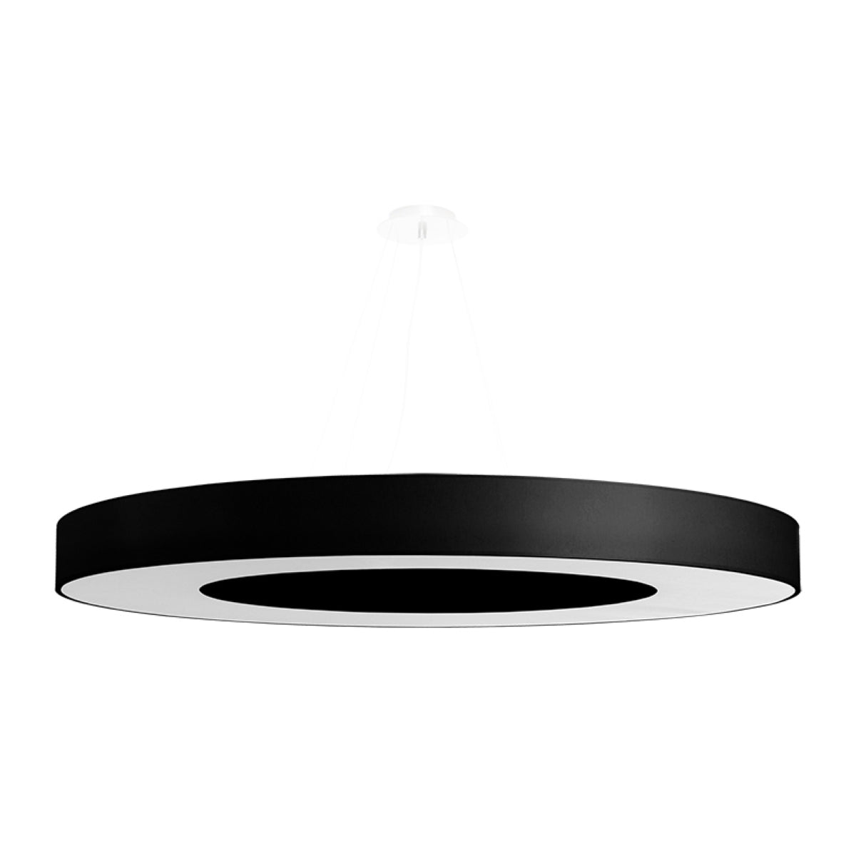 Kroonluchter rond zwart minimalistische woonkamer – Modèle Noxeral