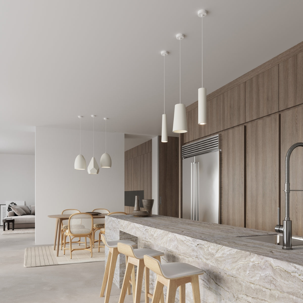 Moderne witte keramische hanglamp voor woonkamer – model Elensia