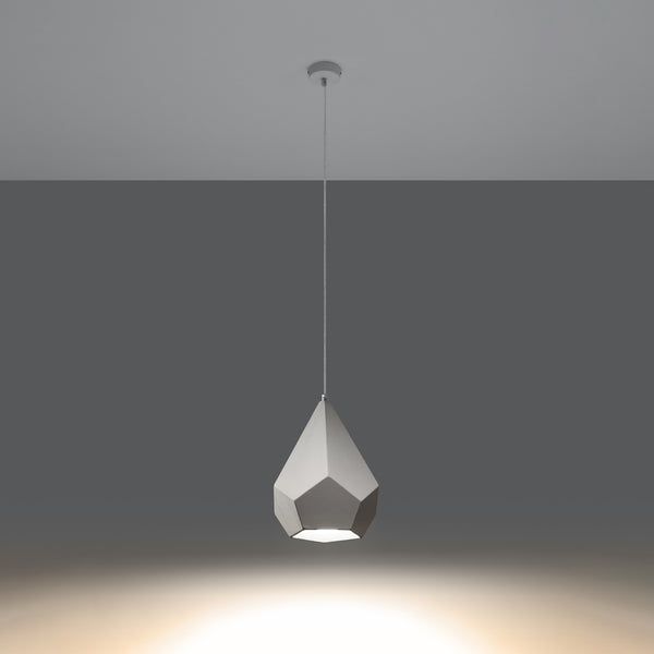 Witte geometrische keramische hanglamp – model Aveloria