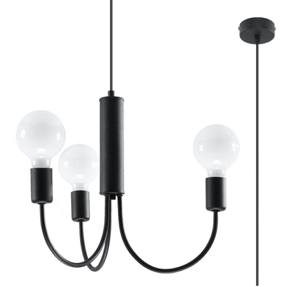 Kroonluchter minimalistische zwart 3 lampen – Modèle Orfanys