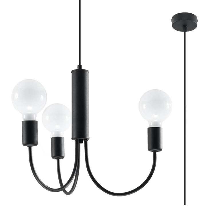 Lustre minimaliste noir 3 lampes – modèle Orfanys