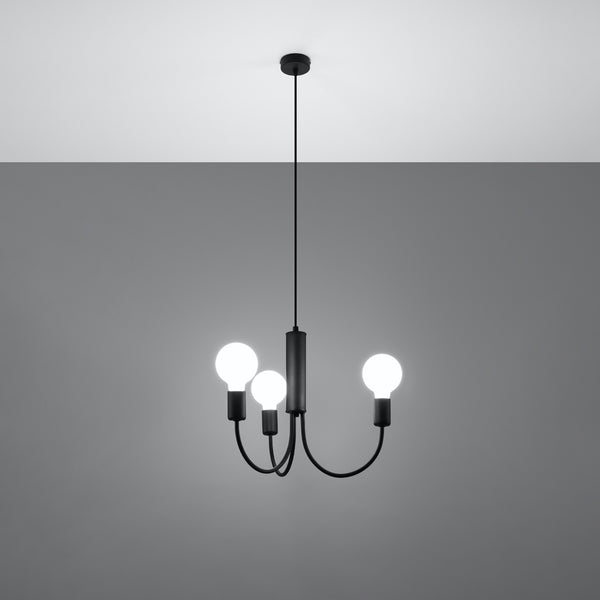 Minimalistische zwarte hanglamp met 3 lampen – model Orfanys