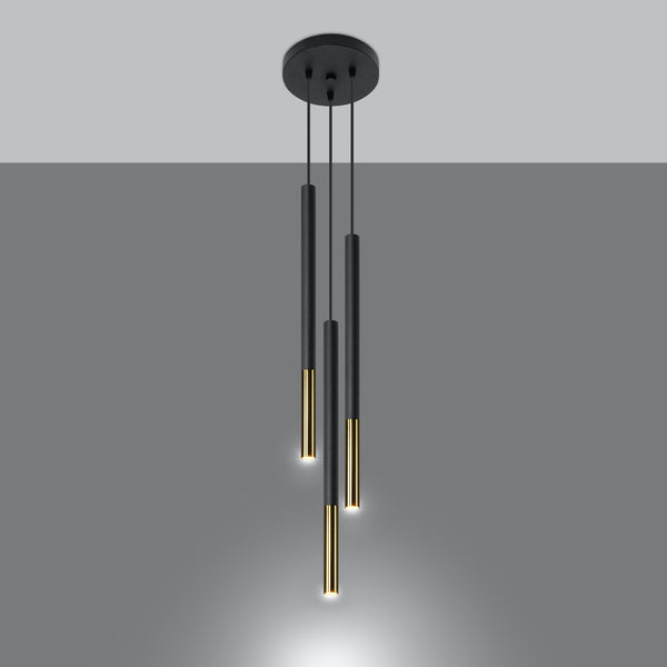 Hanglamp modern zwart en goud 3 lichten - model Arcanis