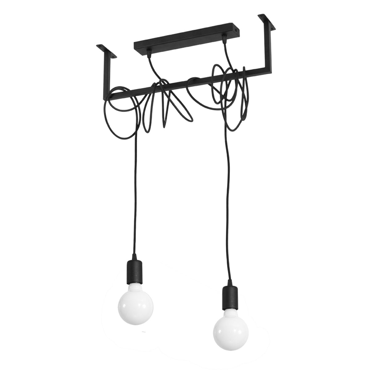 Kroonluchter minimalistische zwart 2 lampen – Modèle Valenciae